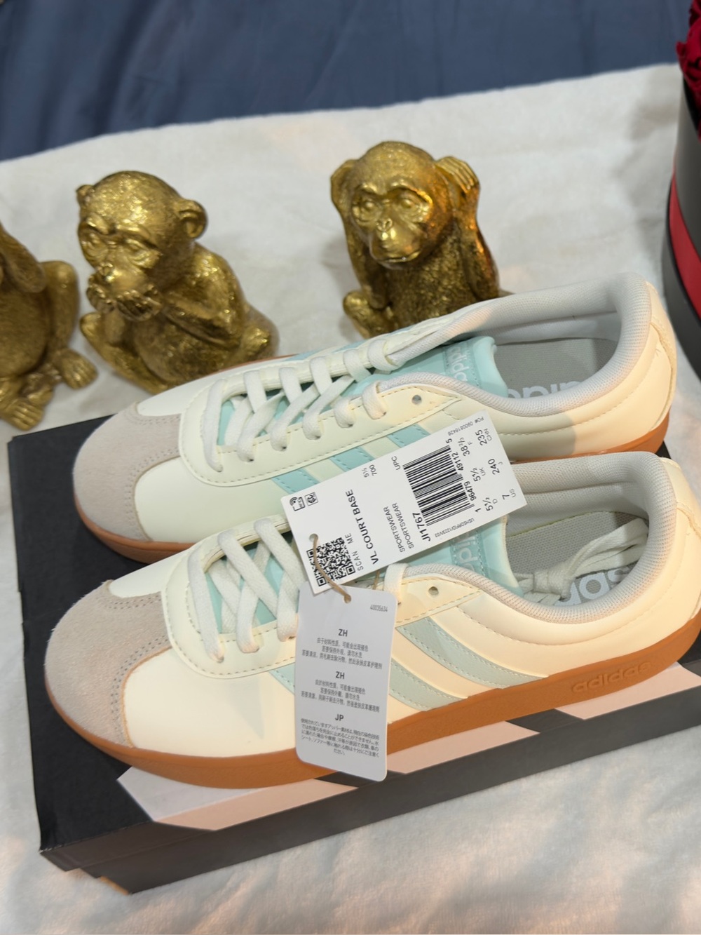 Adidas VL court Low-Top Sneakers in Cream, Mint, and Gum